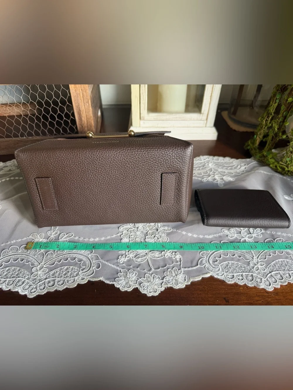 NWOT Strathberry Mosaic Leather Top Handle Bag Purse & Wallet Set-Dkchoclt